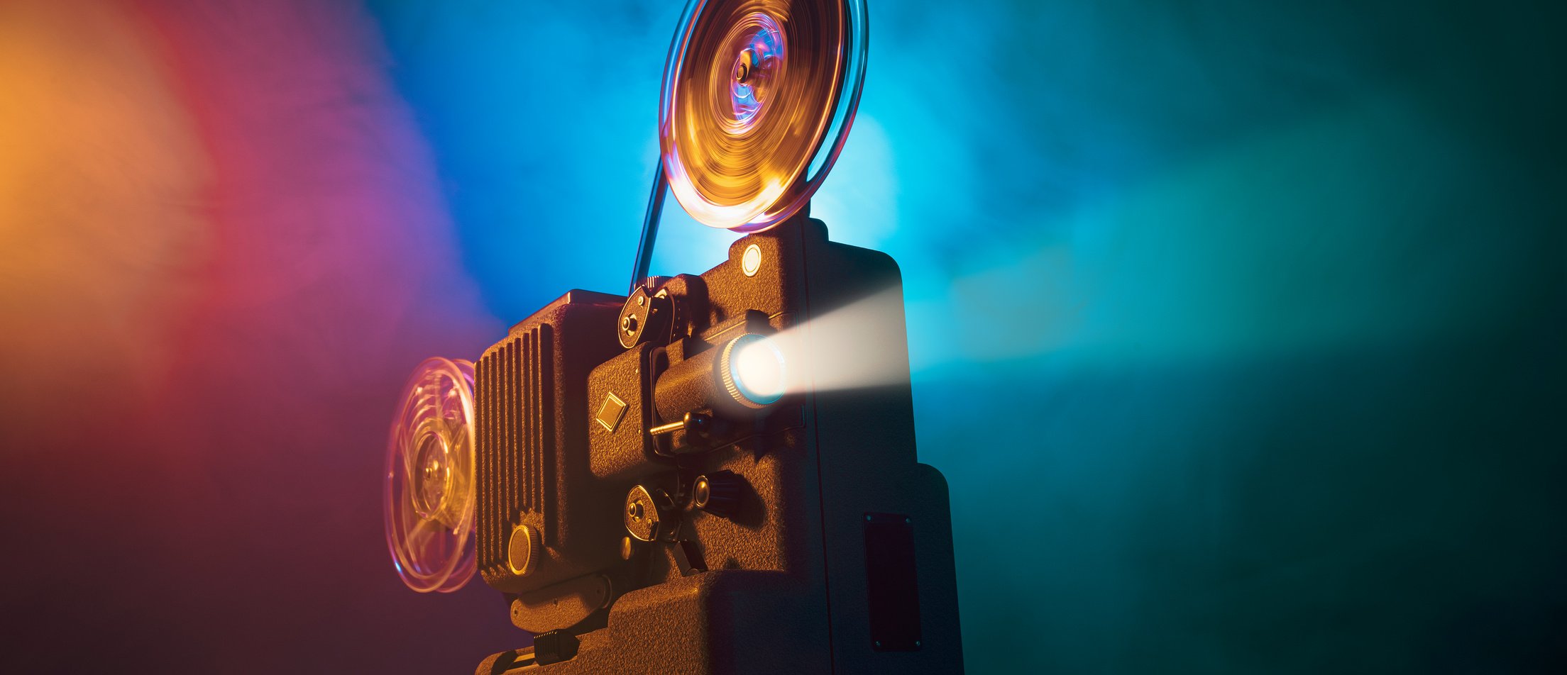 Vintage film projector and film screening